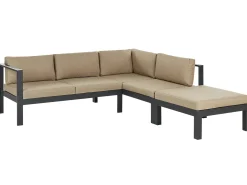 MESSINA 5 personers Have-hjørnesofasæt Venstrevendt Sand Beige Metal