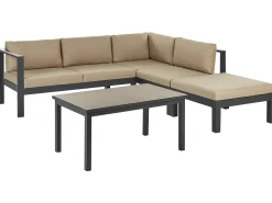 MESSINA 5 personers Have-hjørnesofasæt Venstrevendt Sand Beige Metal