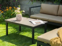 MESSINA 5 personers Have-hjørnesofasæt Venstrevendt Sand Beige Metal