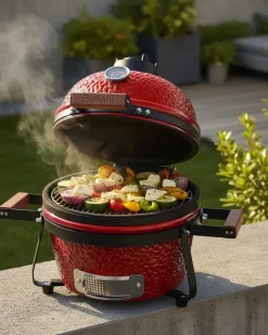Mini-grill med trækul KAMADO Keramik Rød