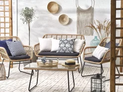 MINORI 4 personers Loungesæt med bord Beige PE-rattan