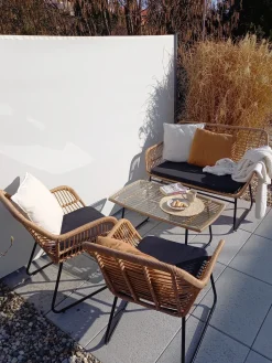 MINORI 4 personers Loungesæt med bord Beige PE-rattan