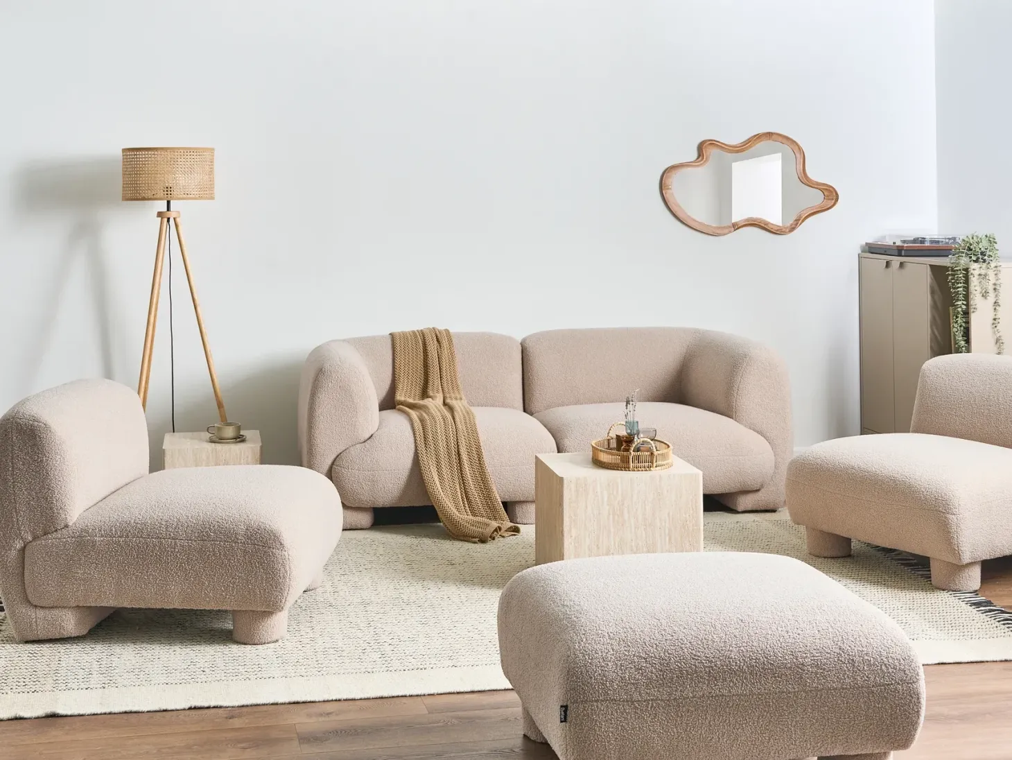 MJALBI 2 personers Modulsofa Beige Boucle