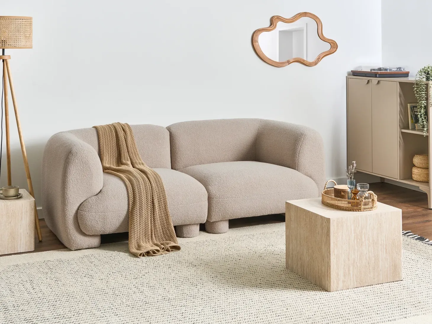 MJALBI 2 personers Modulsofa Beige Boucle