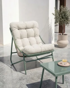 MOLVENO 2 personers Loungesæt med bord Beige/Grøn Metal