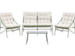 MOLVENO 4 personers Loungesæt med bord Beige/Grøn Metal