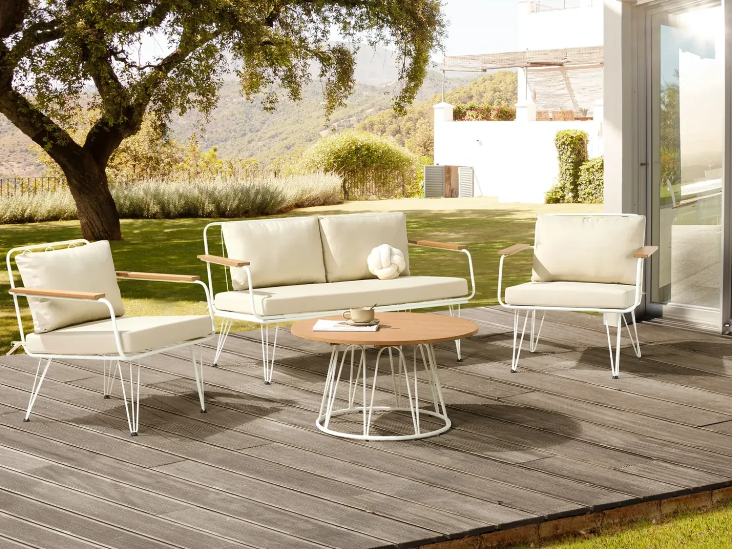 MONTESILVANO 4 personers Loungesæt med bord Lys Beige Metal