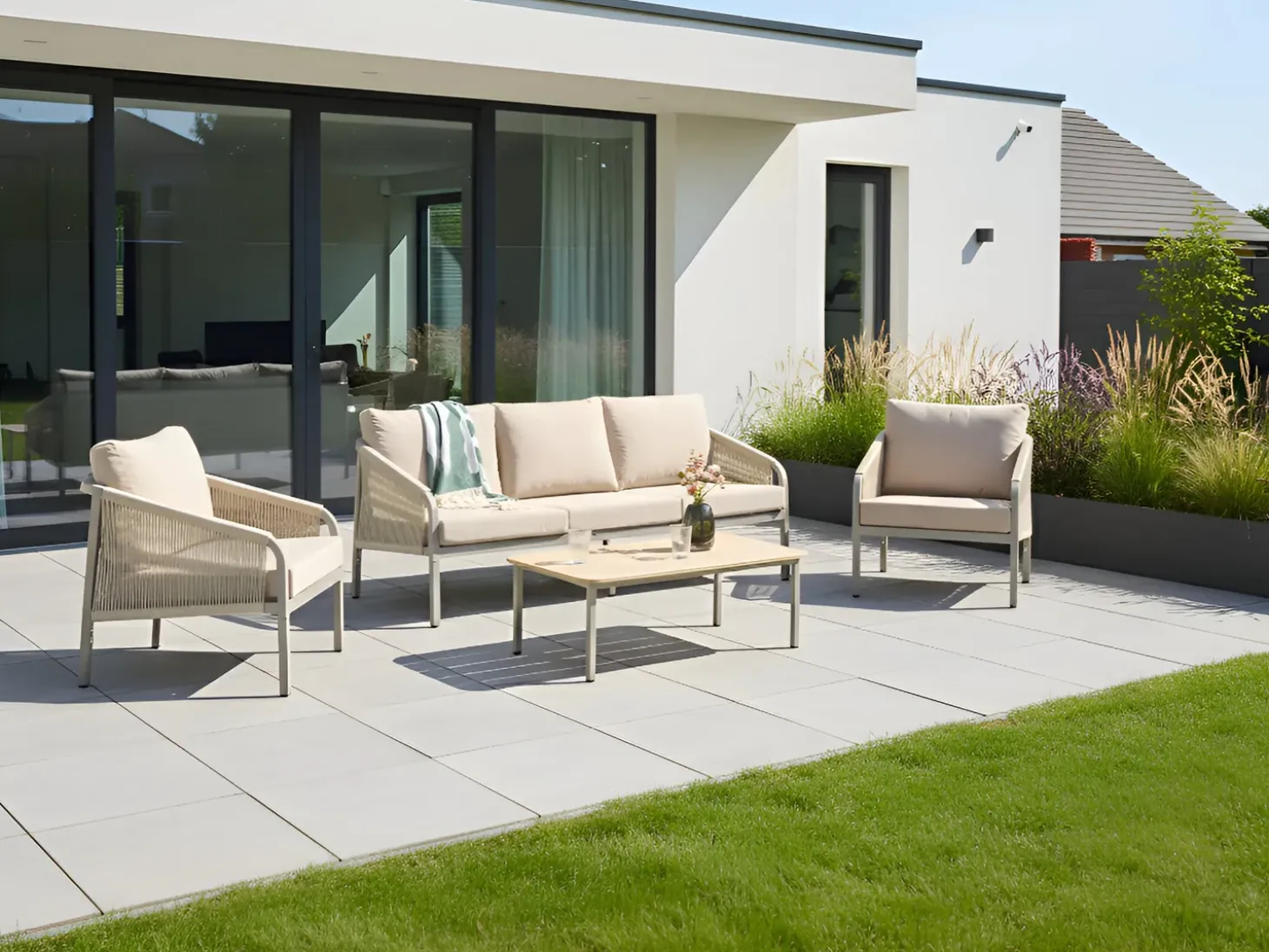MURATO 5 personers Loungesæt med bord Beige Metal