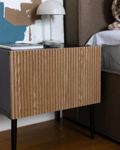 Natbord BLYTHE Naturlig ask Sort
