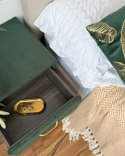 Natbord med 1 skuffe FLAYAT Velour Smaragdgrøn