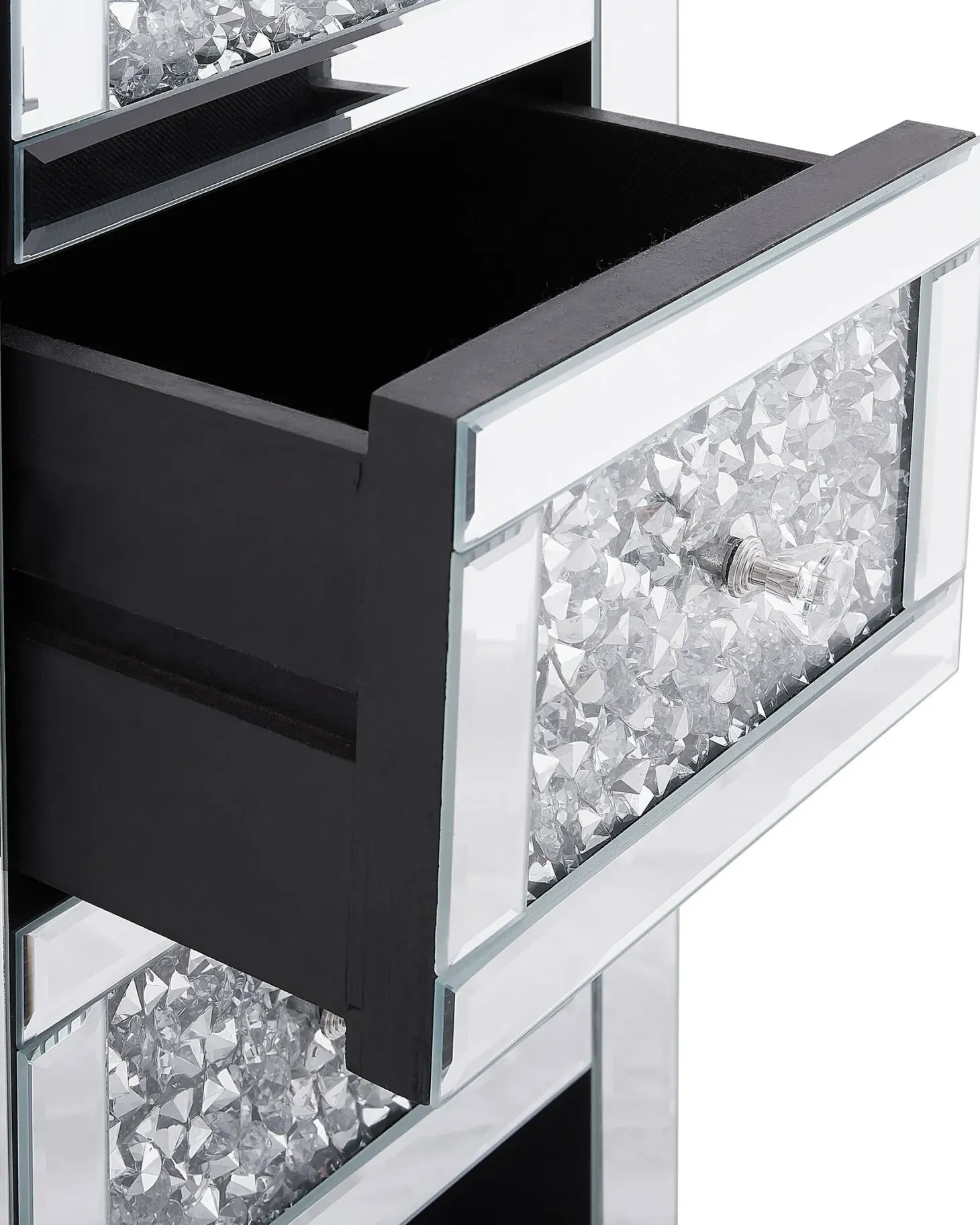 Natbord med 3 skuffe LORAY Glas Spejlet sølv