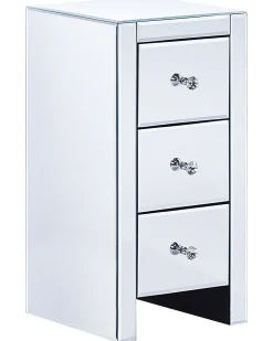 Natbord med 3 skuffe LORRIS Glas Spejlet sølv