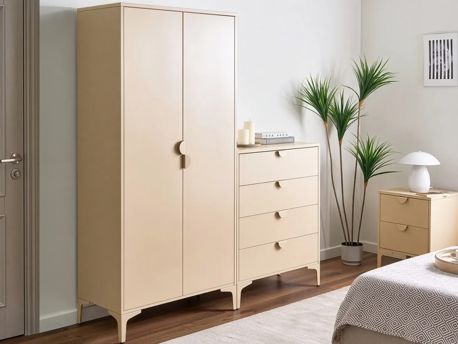Natbord med 2 skuffer ARDURA Metal Beige