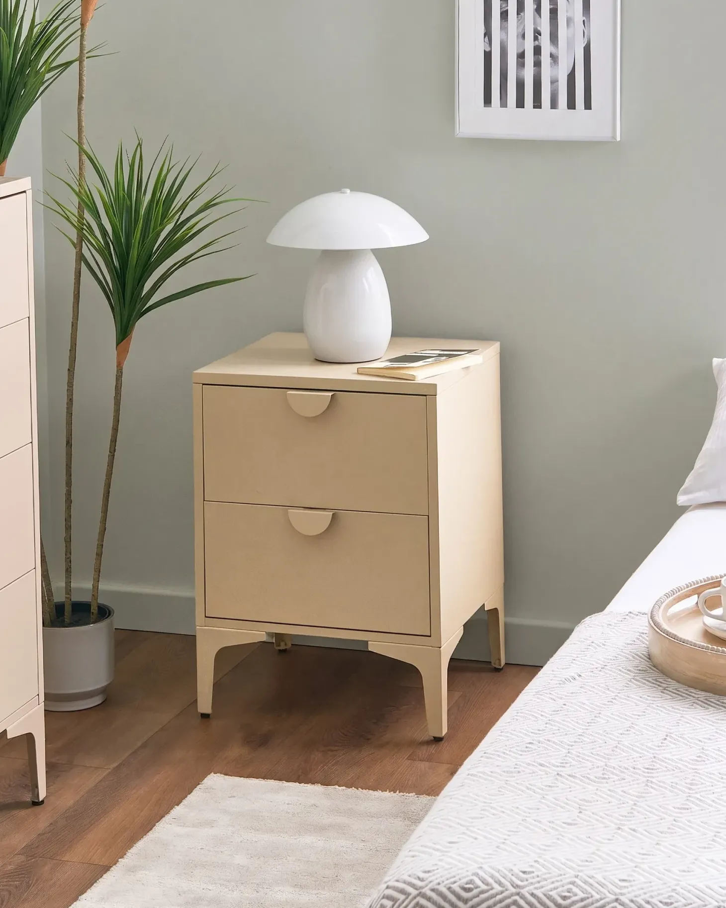 Natbord med 2 skuffer ARDURA Metal Beige