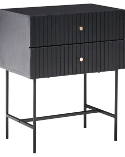 Natbord med 2 skuffer COVENTRY Sort/guld