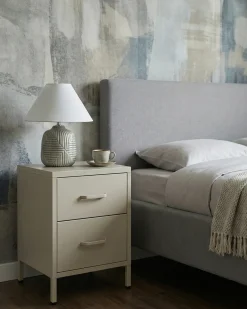Natbord med 2 skuffer MALAVI Metal Lys Beige