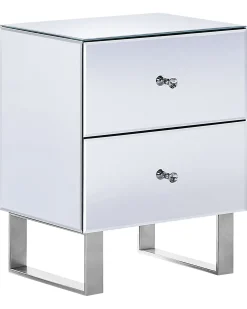 Natbord med 2 skuffer NESLE Glas Spejlet sølv
