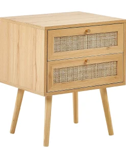 Natbord med 2 skuffer PEROTE Rattan Lysebrun