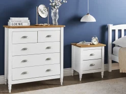 Natbord med 2 skuffer SHILLINGTON Fyretræ Brun/hvid