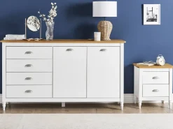 Natbord med 2 skuffer SHILLINGTON Fyretræ Brun/hvid