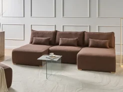 NERBO U-formet modulsofa Brun Boucle