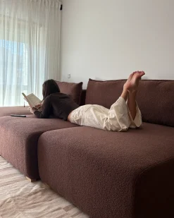 NERBO U-formet modulsofa Brun Boucle