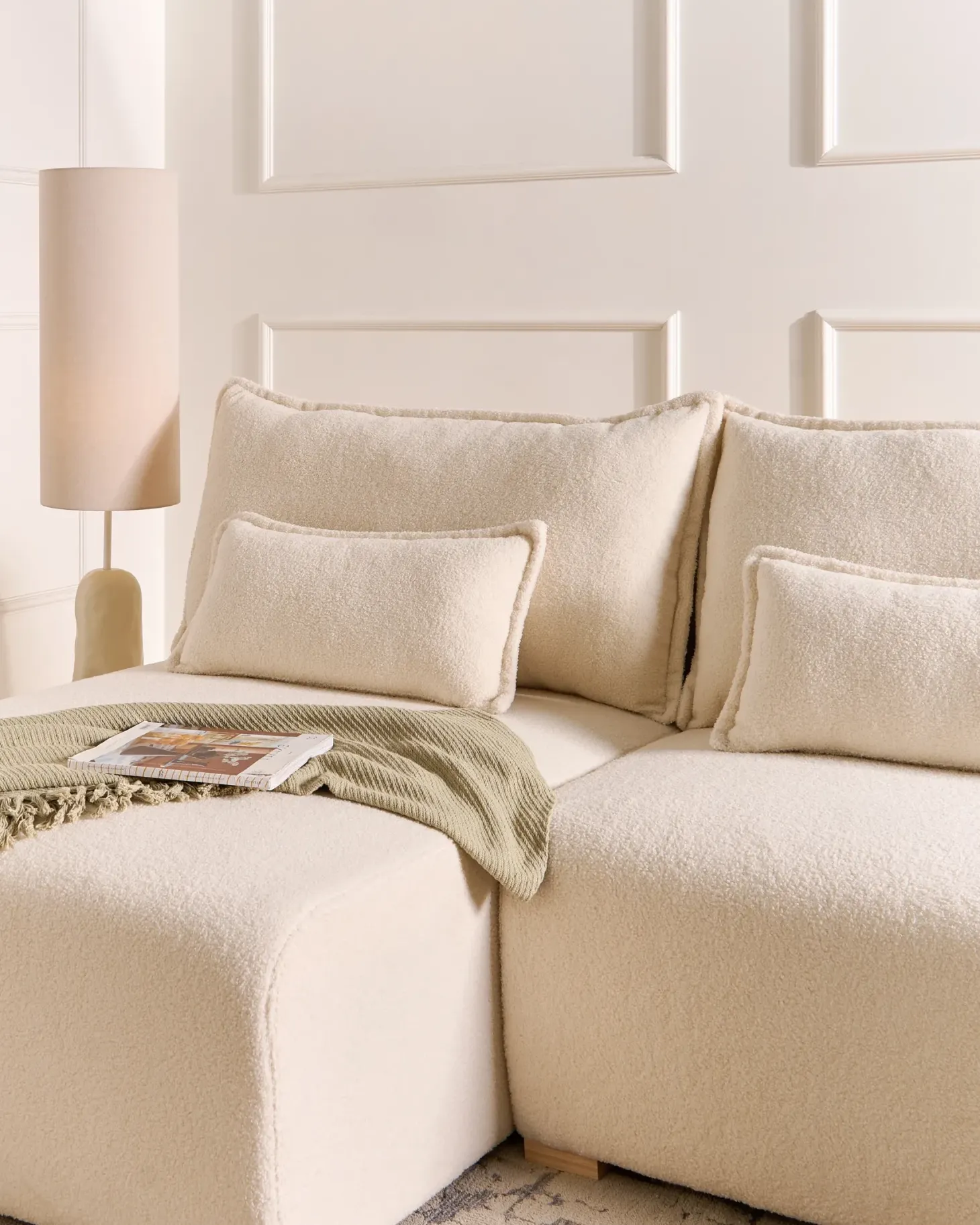 NERBO U-formet modulsofa Cremehvid Boucle