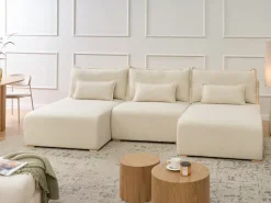 NERBO U-formet modulsofa Cremehvid Boucle