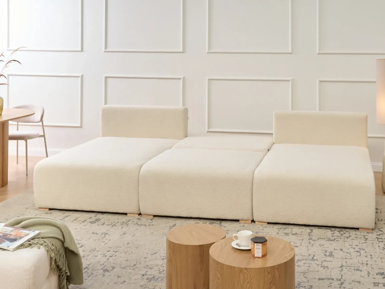 NERBO U-formet modulsofa Cremehvid Boucle