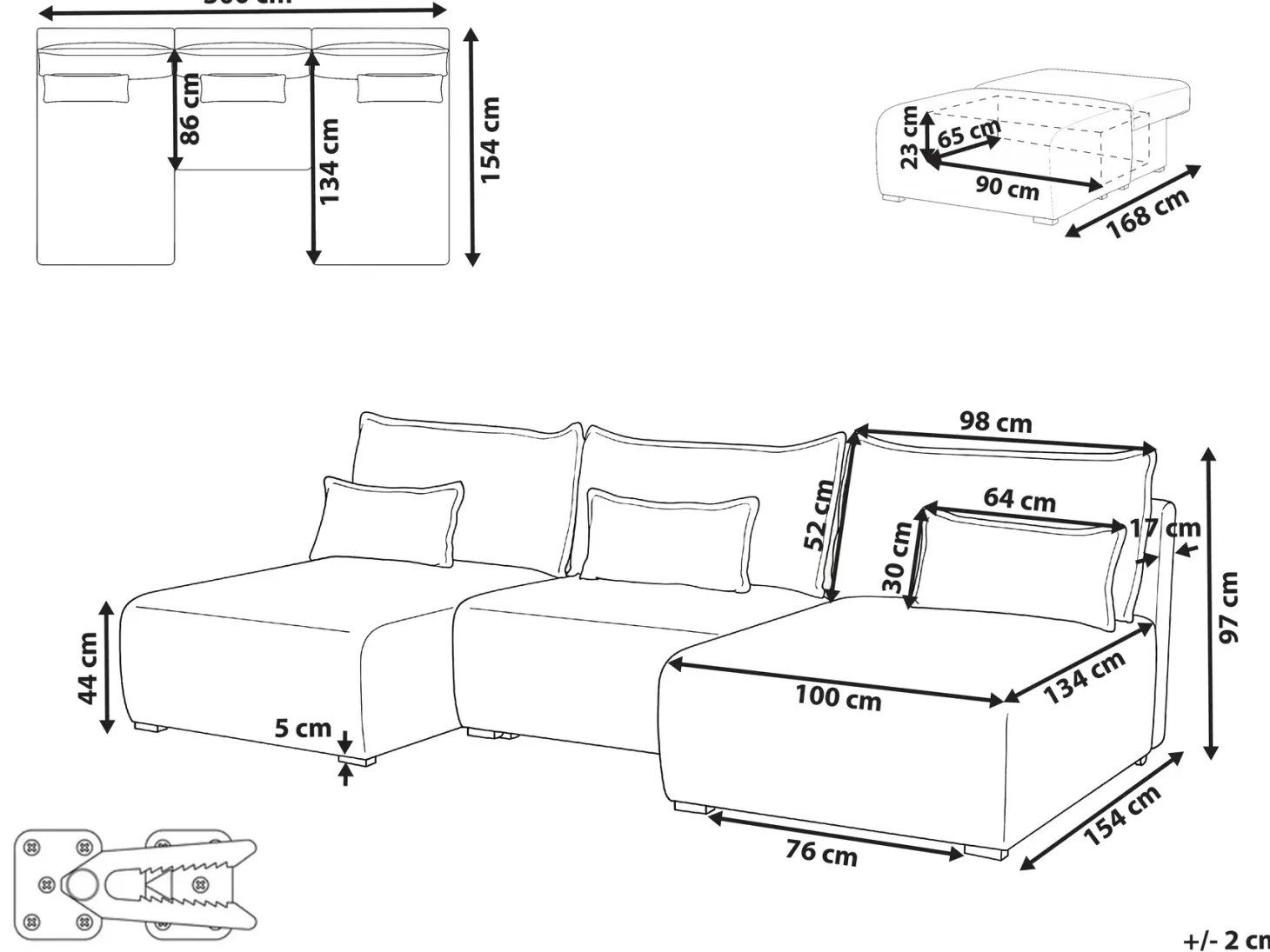NERBO U-formet modulsofa Cremehvid Boucle