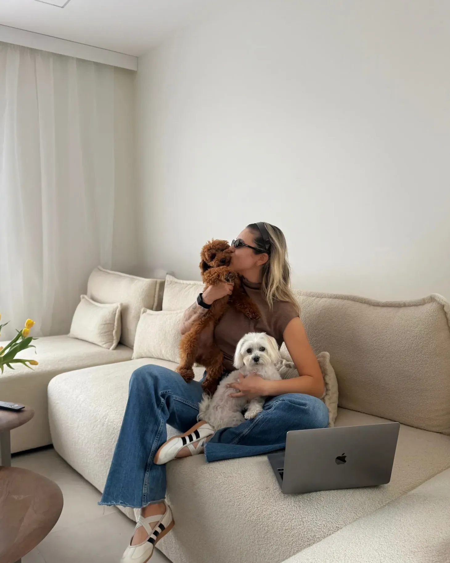 NERBO U-formet modulsofa Cremehvid Boucle