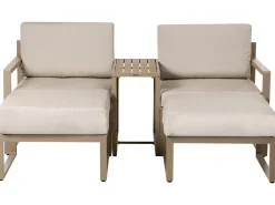 NOCI 2 personers Loungesæt med bord og fodskammel Beige Metal