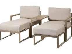 NOCI 2 personers Loungesæt med bord og fodskammel Beige Metal