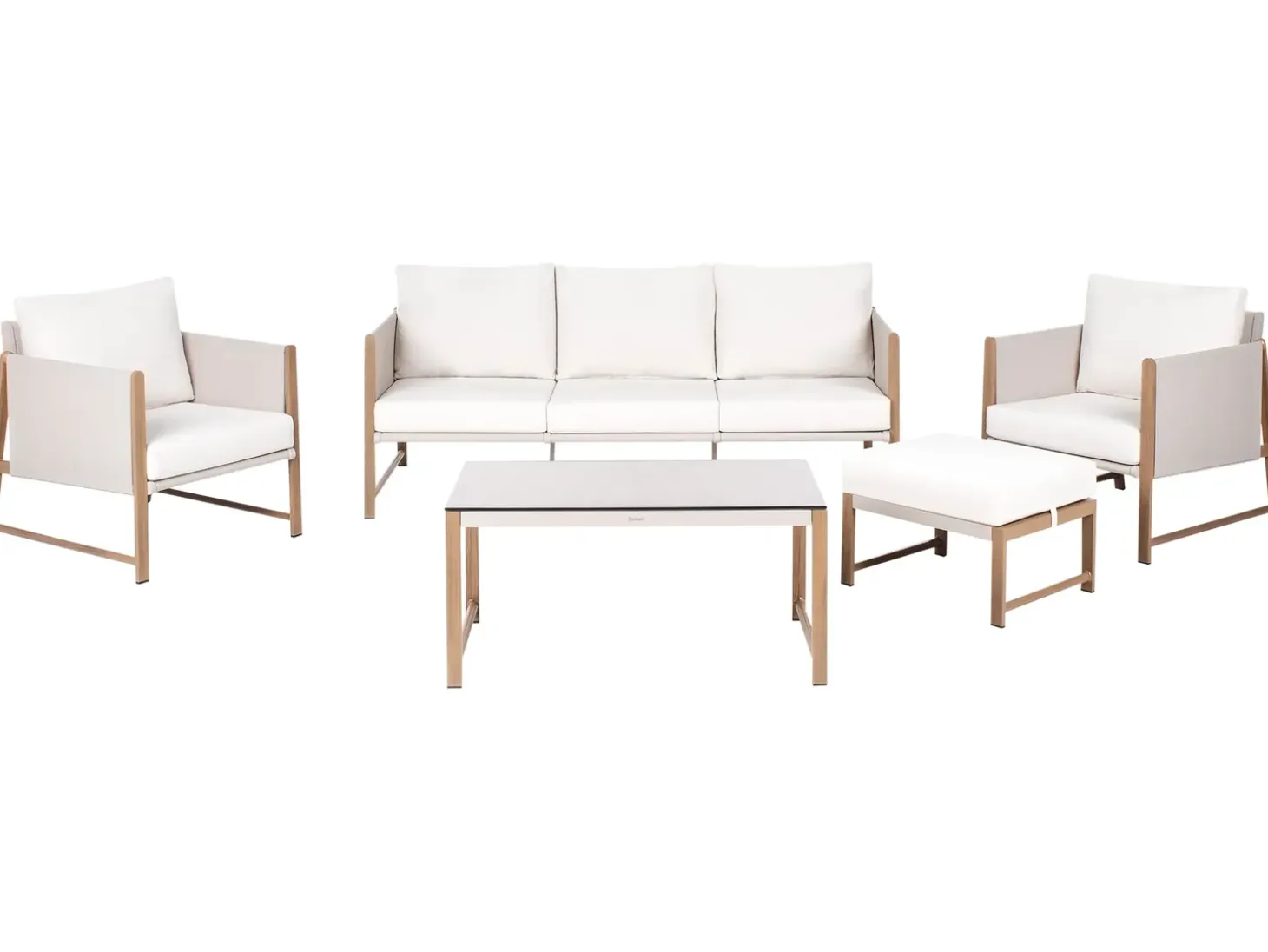 NOLA 5 personers Loungesæt med bord og fodskammel Lys Beige Metal