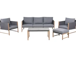 NOLA 5 personers Loungesæt med bord og fodskammel Grå Metal