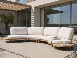 NUMANA 4 personers Havesofa med bord Cremehvid Akacietræ
