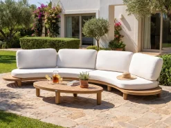 NUMANA 4 personers Havesofa med bord Cremehvid Akacietræ
