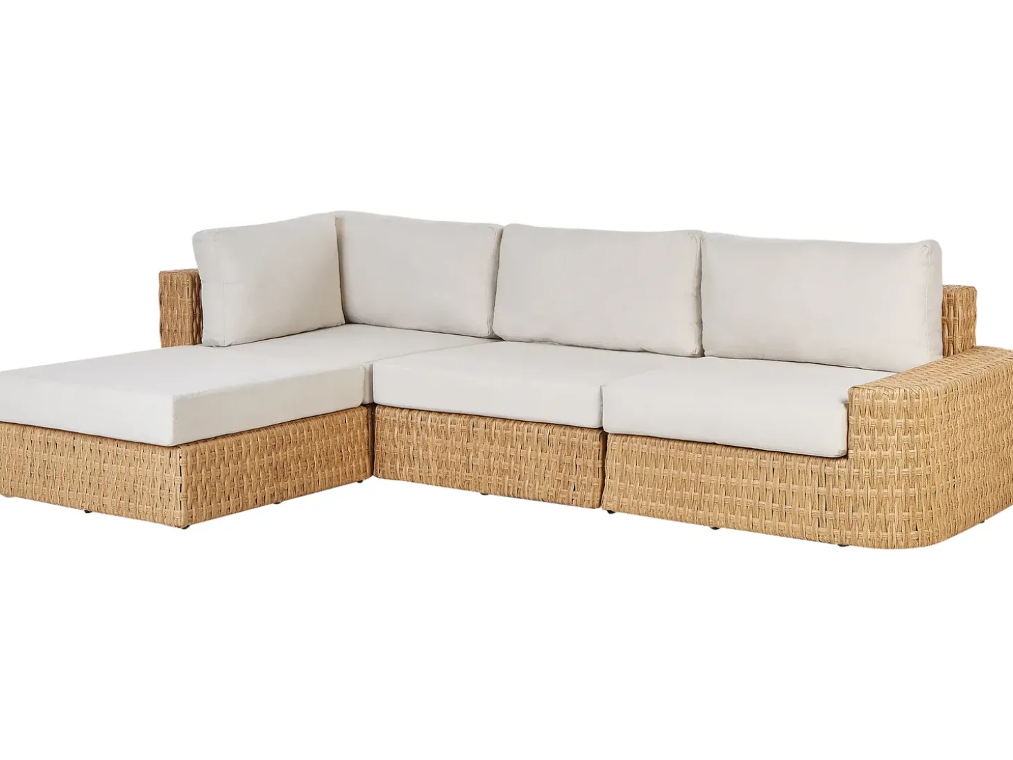 OLIVERI 4 personers Have-hjørnesofasæt Højrevendt Beige PE-rattan