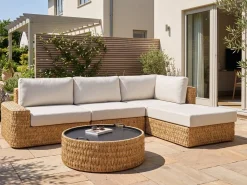 OLIVERI 4 personers Have-hjørnesofasæt Venstrevendt Beige PE-rattan