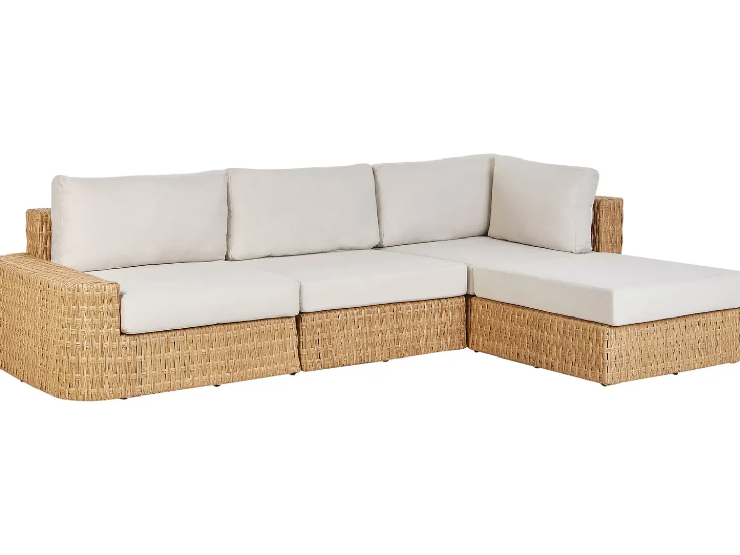 OLIVERI 4 personers Have-hjørnesofasæt Venstrevendt Beige PE-rattan