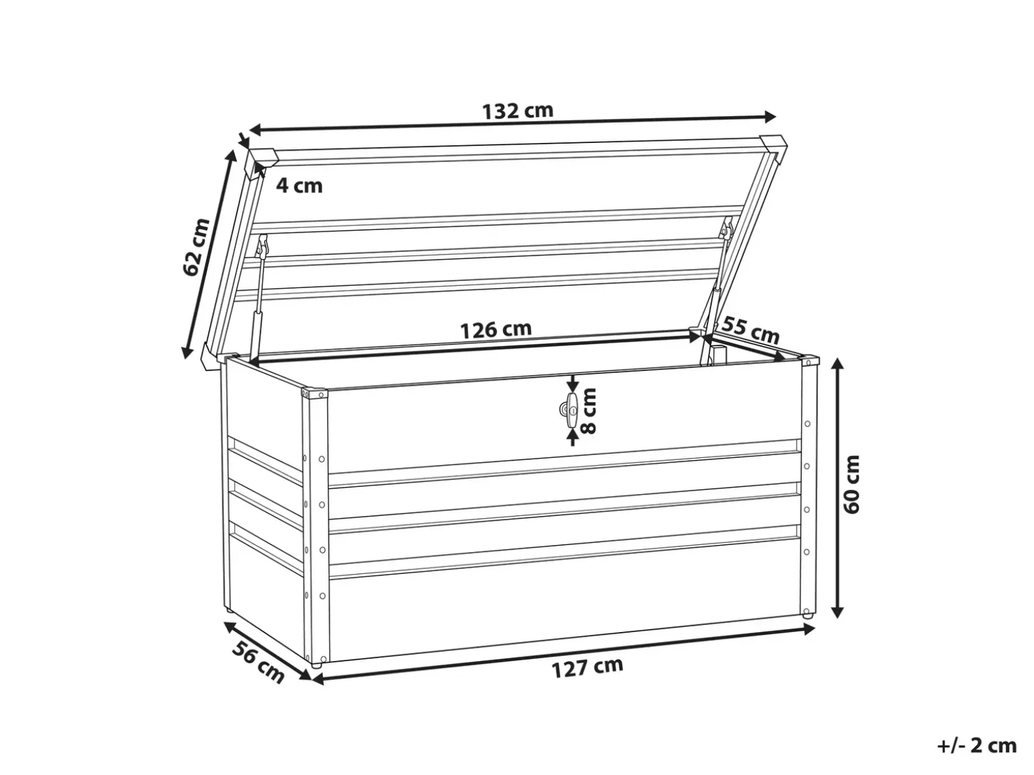 Opbevaringsboks CEBROSA 132 cm 62 cm Lysegrå