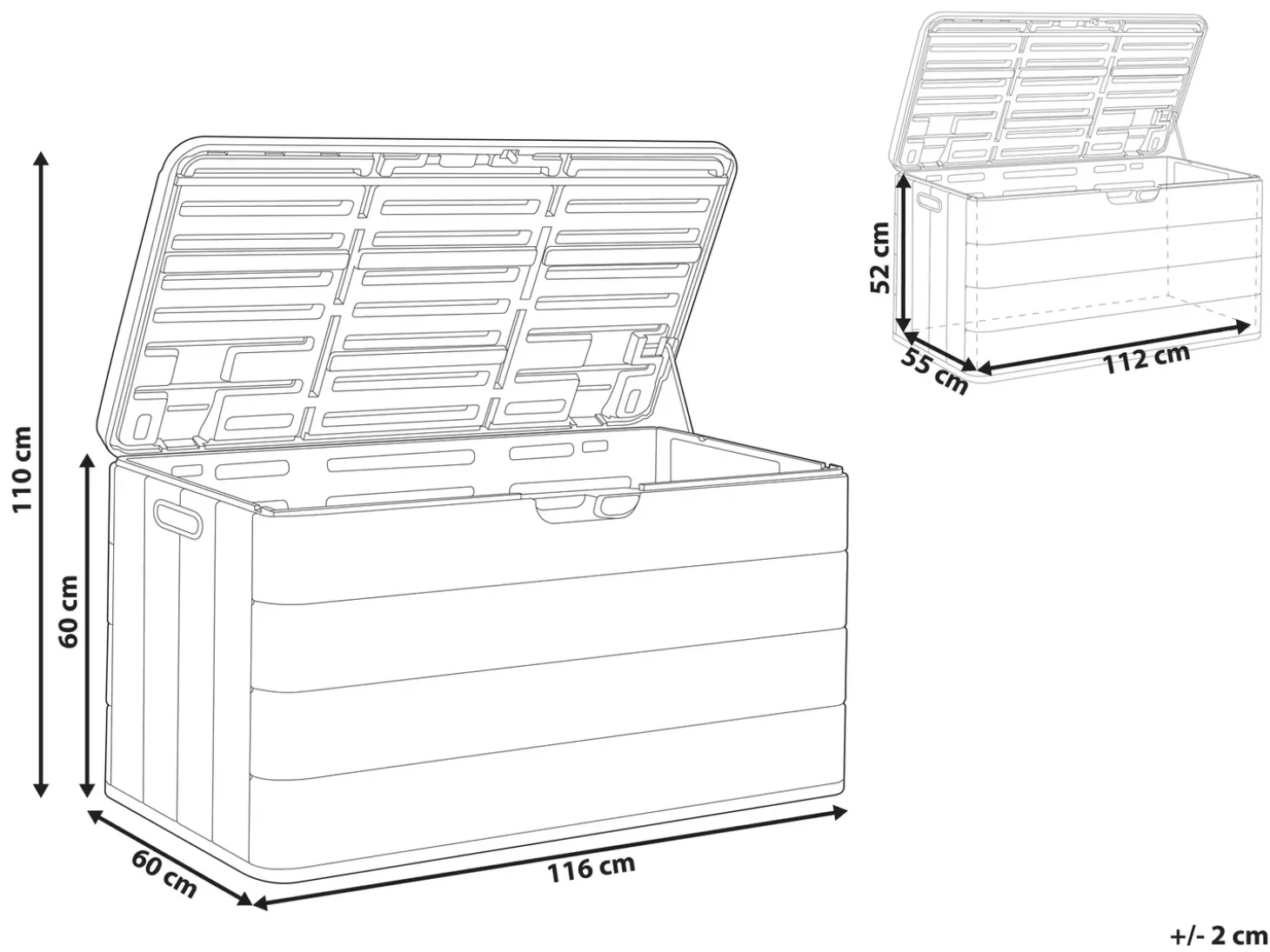 Opbevaringsboks MILIES 116 cm 60 cm Hvid