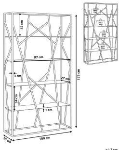 Opbevaringsskab med 4 hylder HOXIE Metal 175 cm Sølv