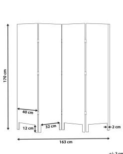 4 panelers rumdeler AVENES Cremehvid 163 cm 170 cm