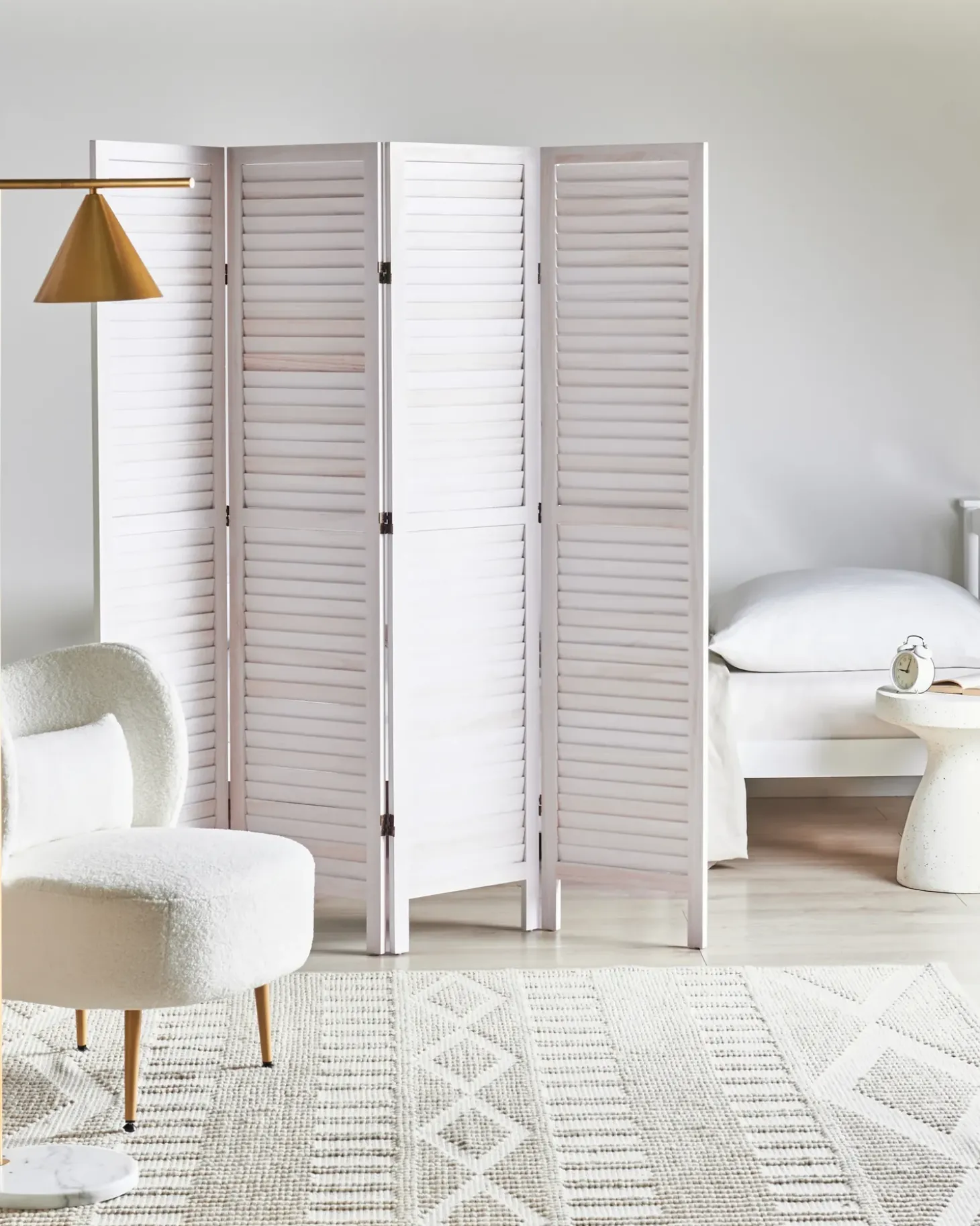 4 panelers rumdeler AVENES Cremehvid 163 cm 170 cm