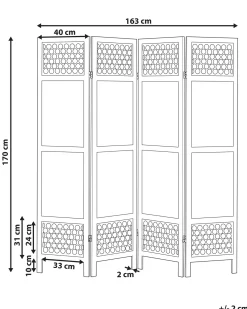 4 panelers rumdeler CERTOSA Lysebrun 163 cm 170 cm