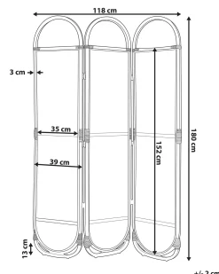 3 panelers rumdeler CORTONA Lysebrun 118 cm 180 cm