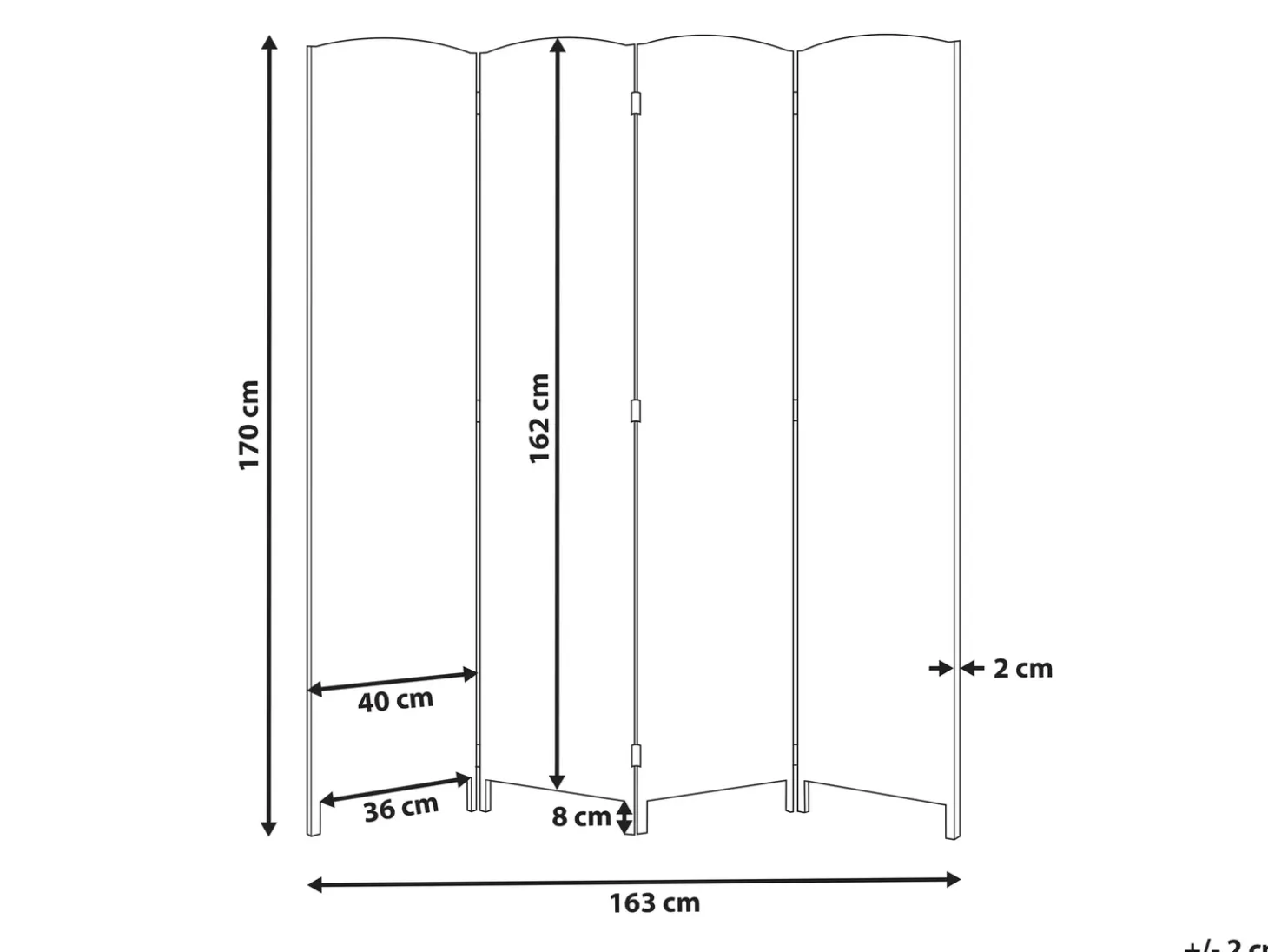 4 panelers rumdeler LAPPAGO Naturlig 163 cm 170 cm