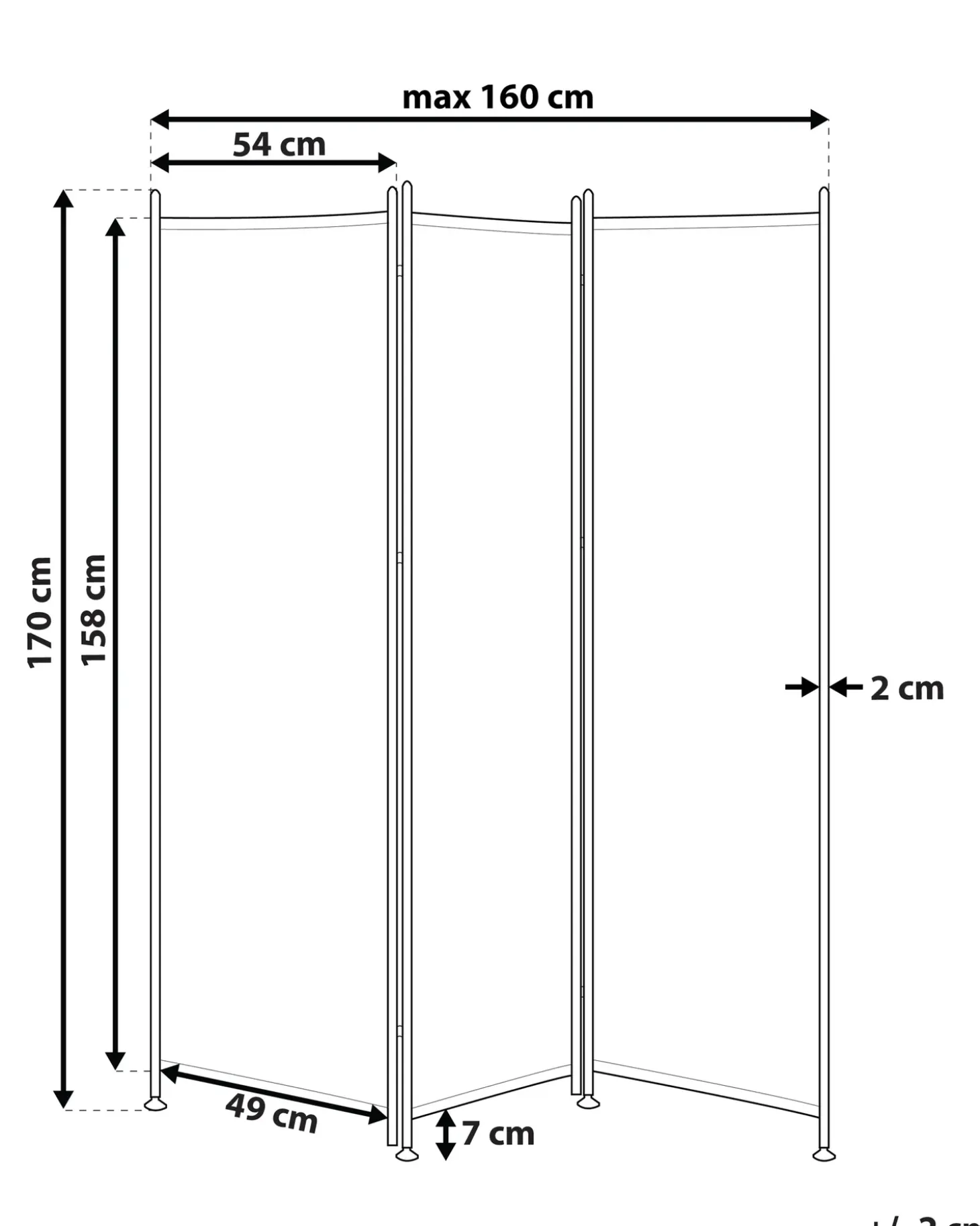 3 panelers rumdeler NARNI Hvid 160 cm 170 cm