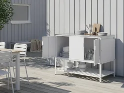 2-parts udendørs køkkensæt med barbord MAENZA Hvid Metal